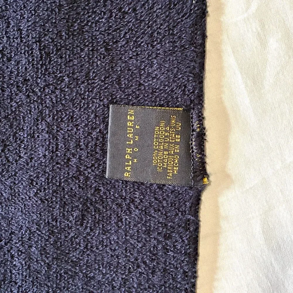7pc set VTG Ralph Lauren Home Hand Towels & Washcloths Navy Blue Red Pony USA